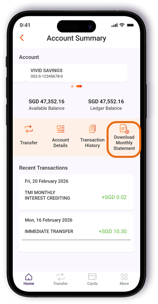 Step 3: Tap on Download Monthly Statement